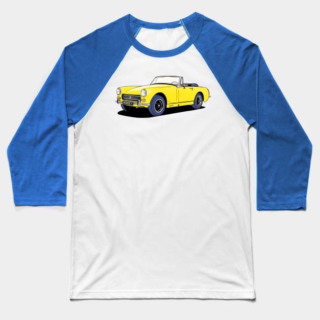 MG Midget sports car in yellow. Baseball T-Shirt by Webazoot